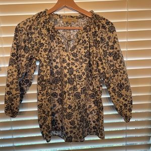 LOFT Women's Black Floral Top